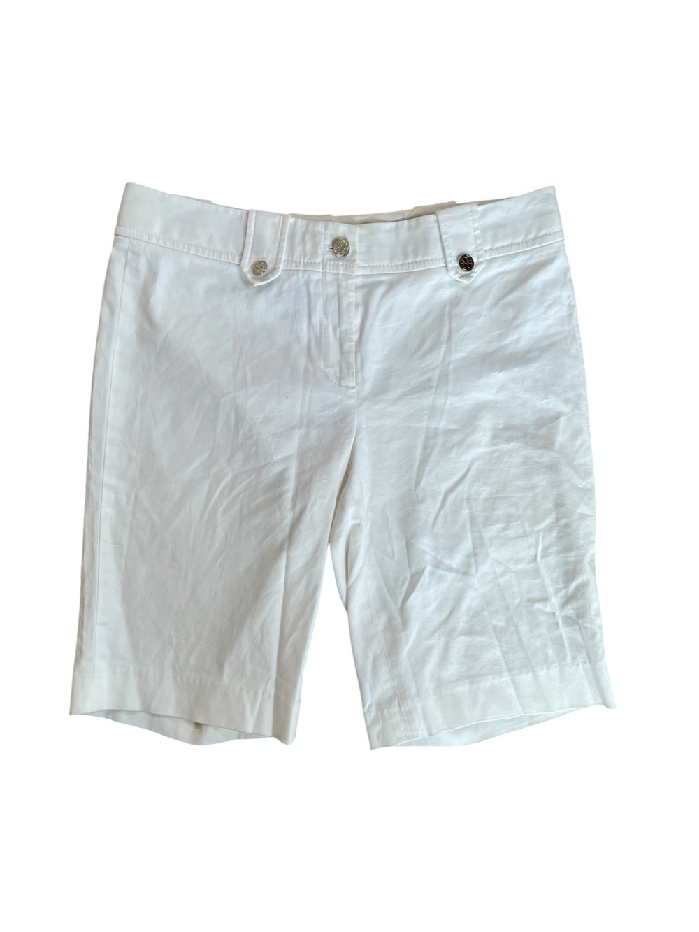 Tory Burch Ivory White Lightweight Neutral Mid Length Bermuda Mid Rise Shorts